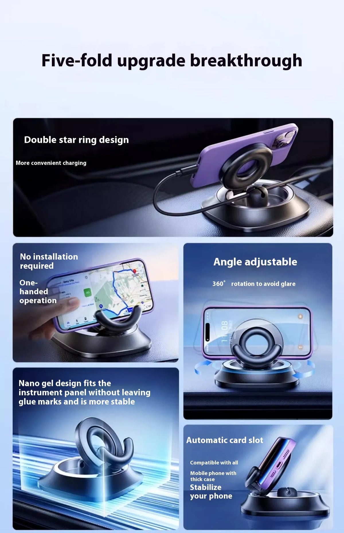Support magnétique réglable pour téléphone en voiture