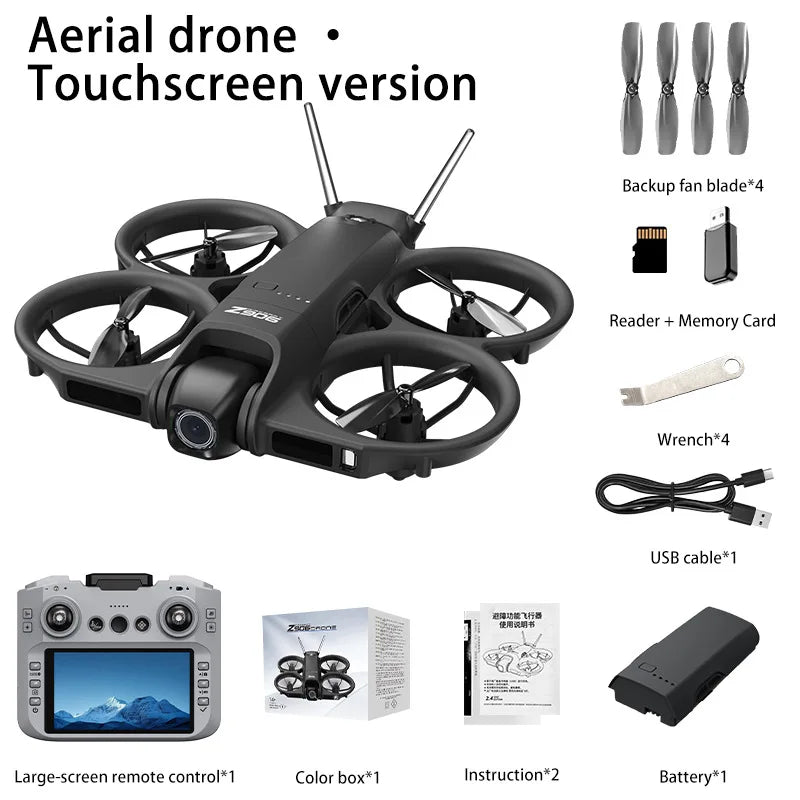 black Screen Color Mini FPV Camera Drone With Screen Remote & 3-Way Avoidance
